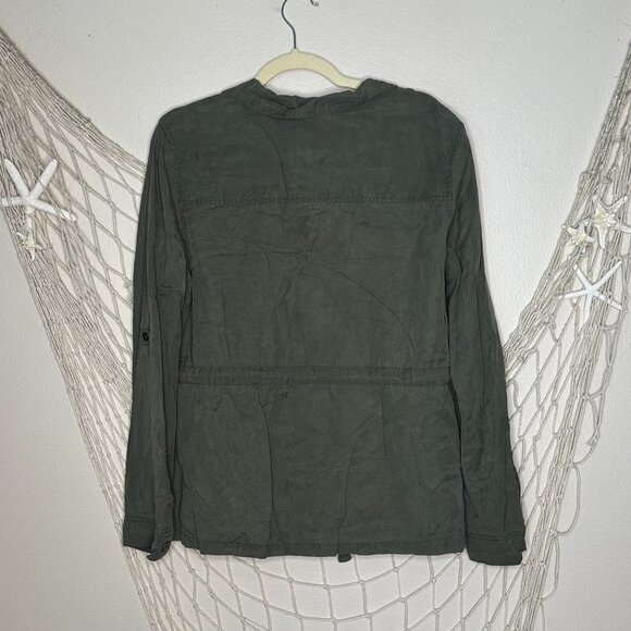 Anthropologie SANCTUARY Field Jacket Olive Green Fatigue Tencel L - Picture 7 of 9